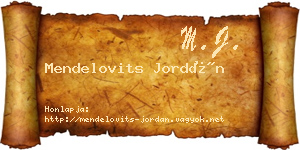 Mendelovits Jordán névjegykártya